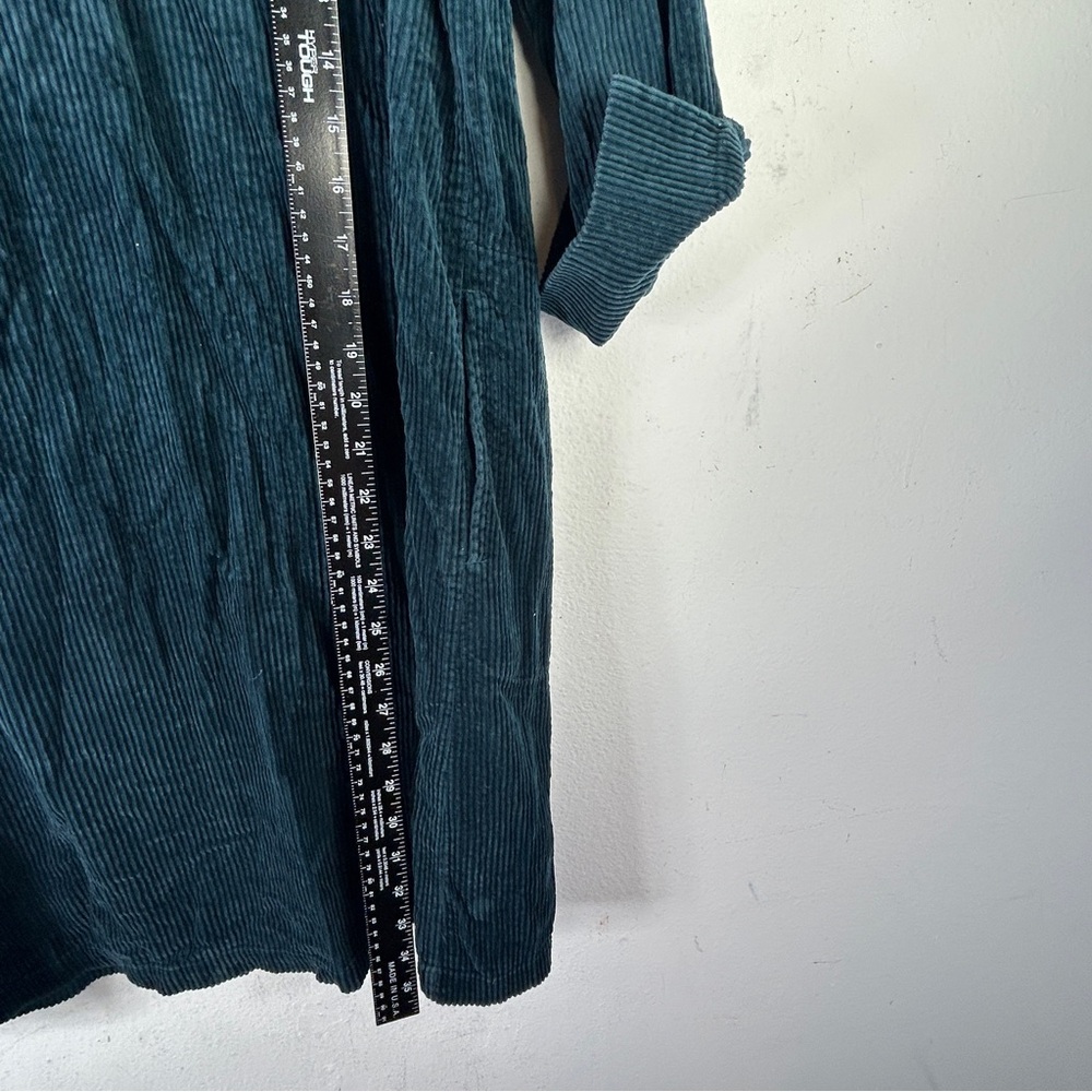 J Jill Corduroy Shirt Dress Womens Small Green Tunic Teacher Modest Fall - Picture 6 of 9